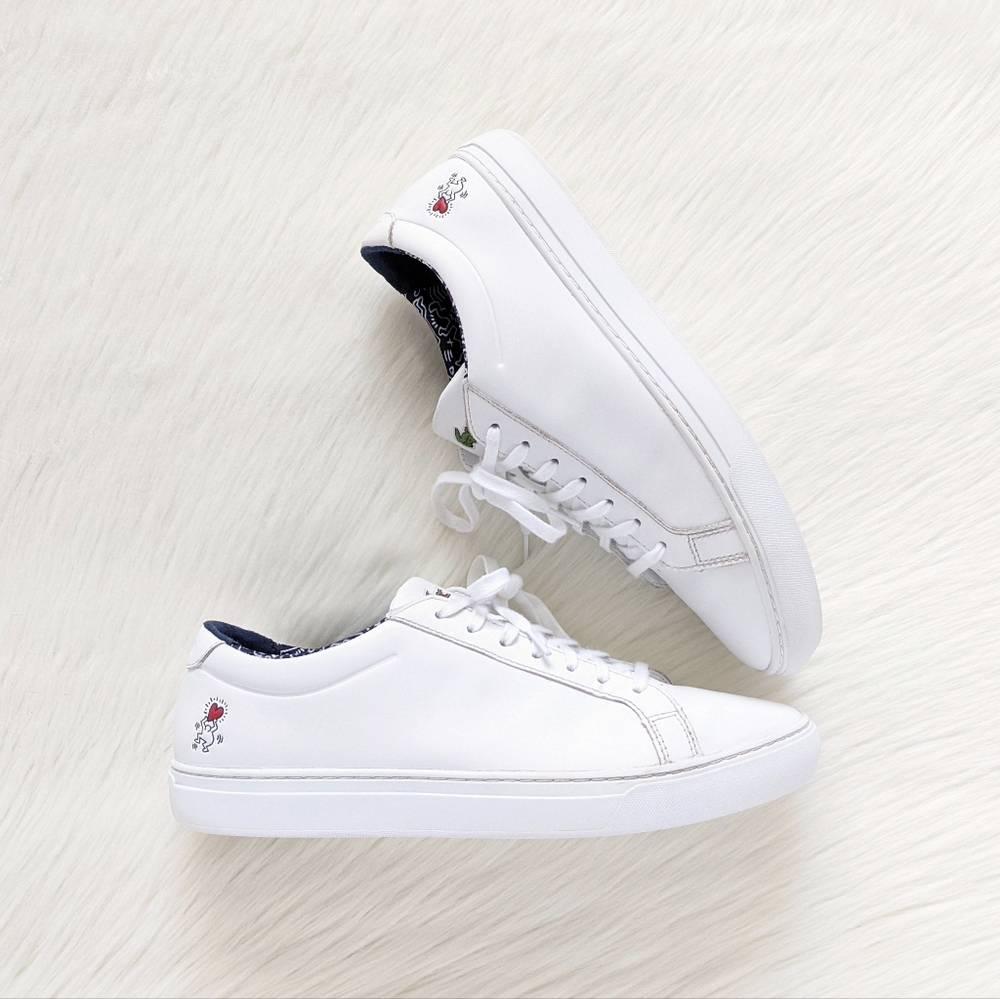 Lacoste By Keith Haring White Leather Sneakers | Men's Size 11.5